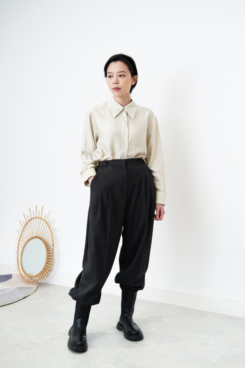 Pale green satin shirt