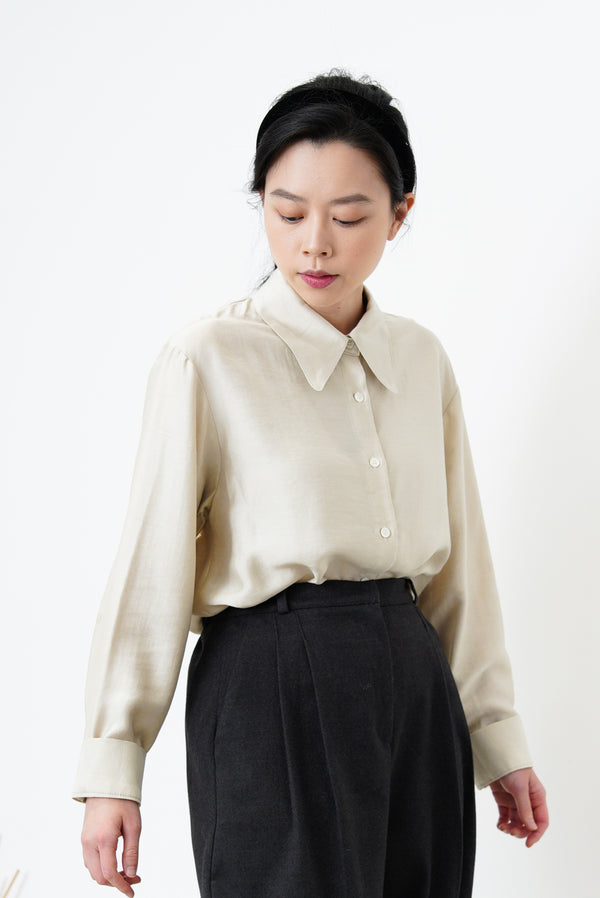 Pale green satin shirt