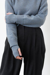 Grey blue split wool sweater w/ gloves layer