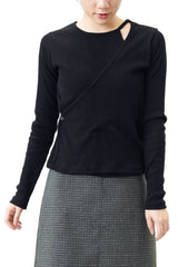 Black wrap top in cut off details