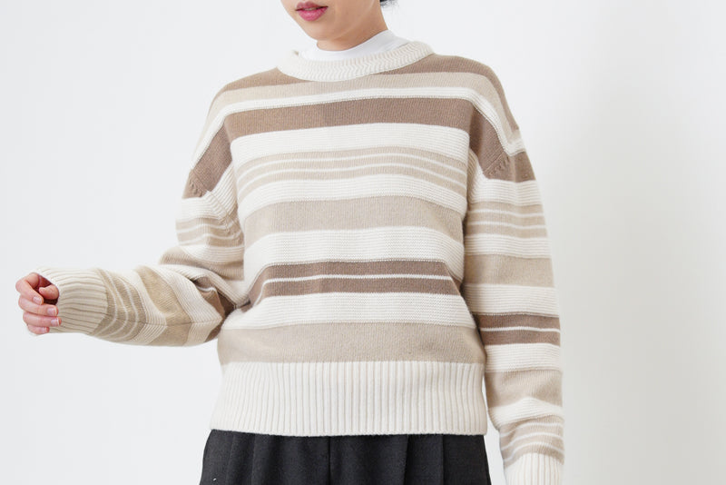 Beige tone stripes sweater