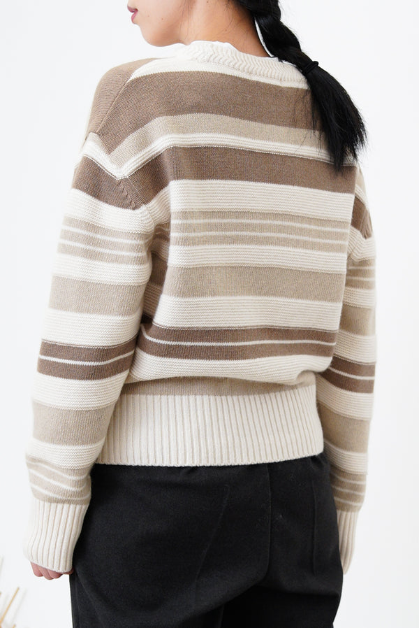 Beige tone stripes sweater