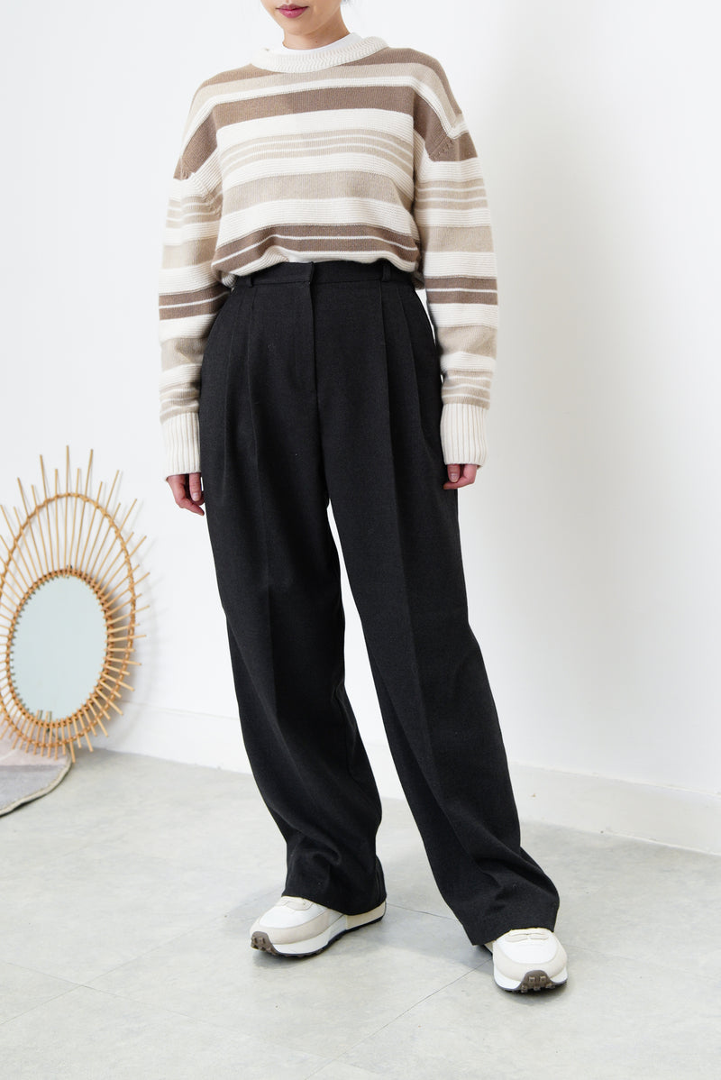Beige tone stripes sweater