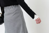 Black knit top w/ contrast pleats fringe