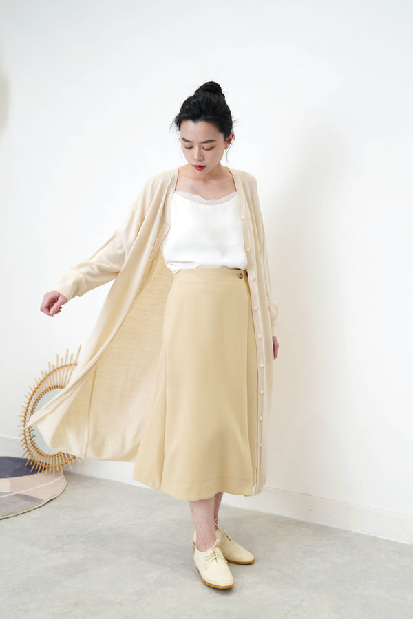 2 ways long knit button up dress