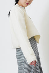 White knit crop jacket in fringe trimmed