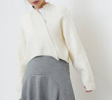 White knit crop jacket in fringe trimmed