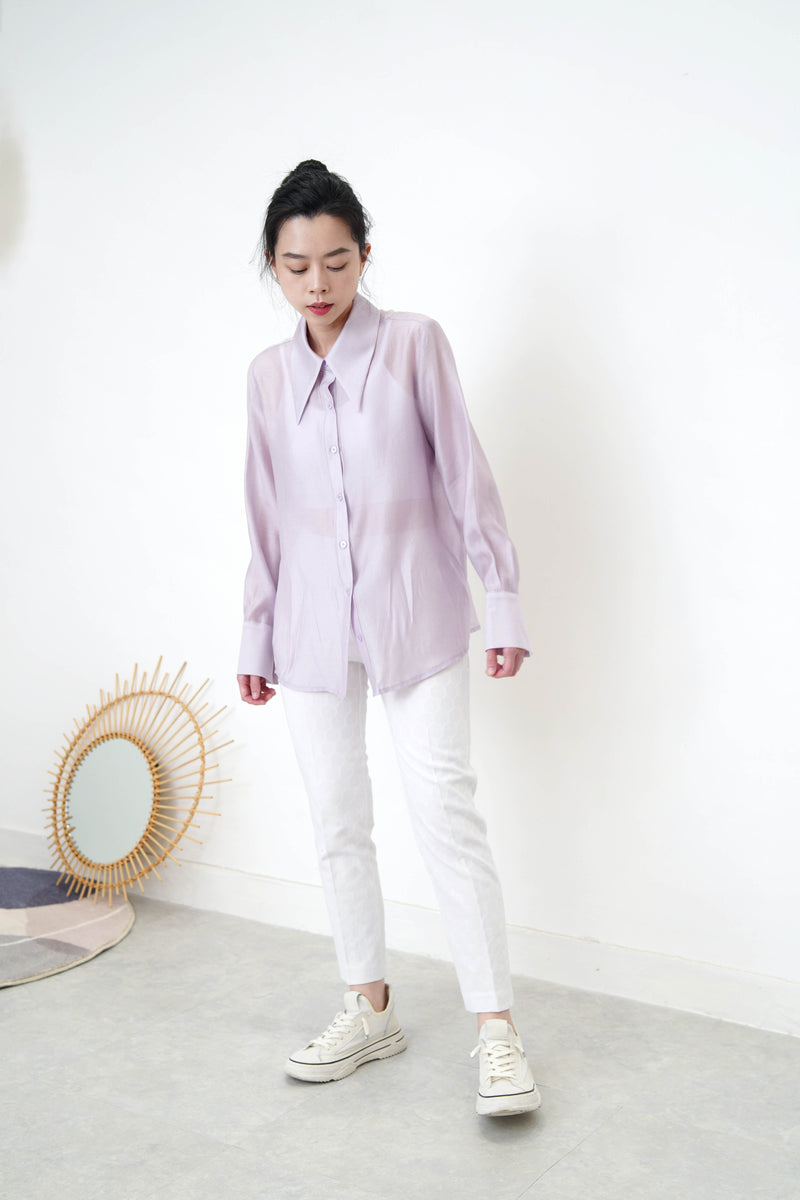 Pastel purple premium sheer shirt