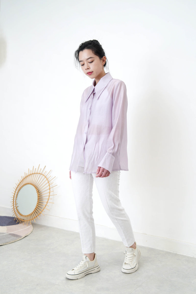 Pastel purple premium sheer shirt