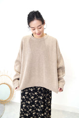 Oatmeal wool oversized sweater in side vents