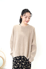 Oatmeal wool oversized sweater in side vents