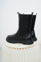 Black pull up boots