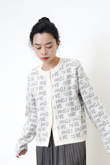 Premium cardigan in love letter print