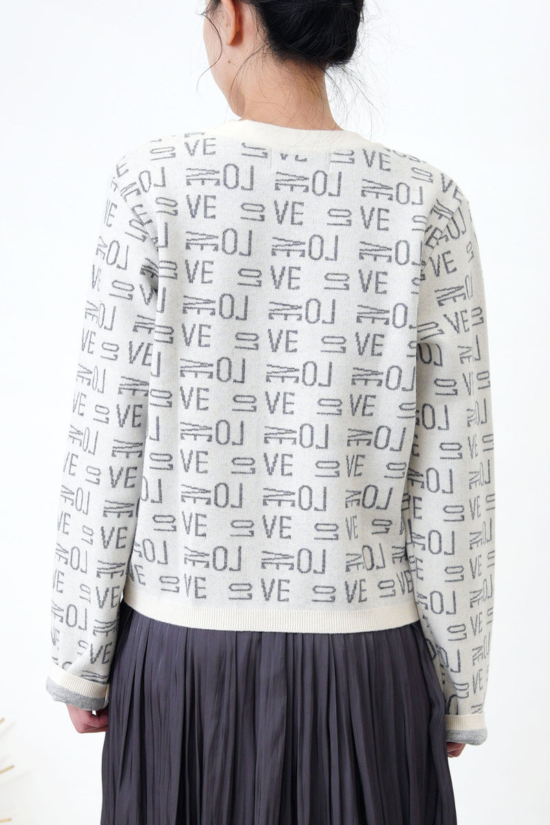Premium cardigan in love letter print