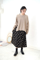 Black floral dress w/ string waist details