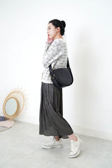 Grey texture smooth skirt in elastic waist