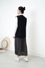 Grey texture smooth skirt in elastic waist
