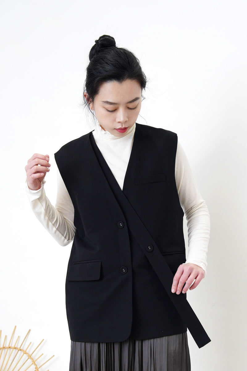 Black vest w/  strap detail