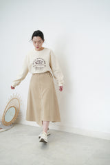 Beige asymmetric skirt w/ double belts