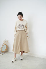 Beige asymmetric skirt w/ double belts
