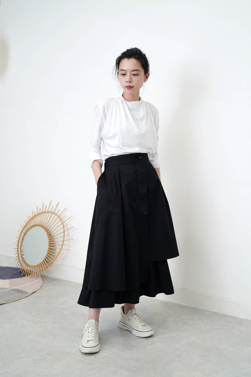 Black A shape skirt in layering