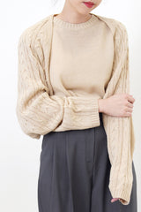 Beige knit vest with attachable sleeves set
