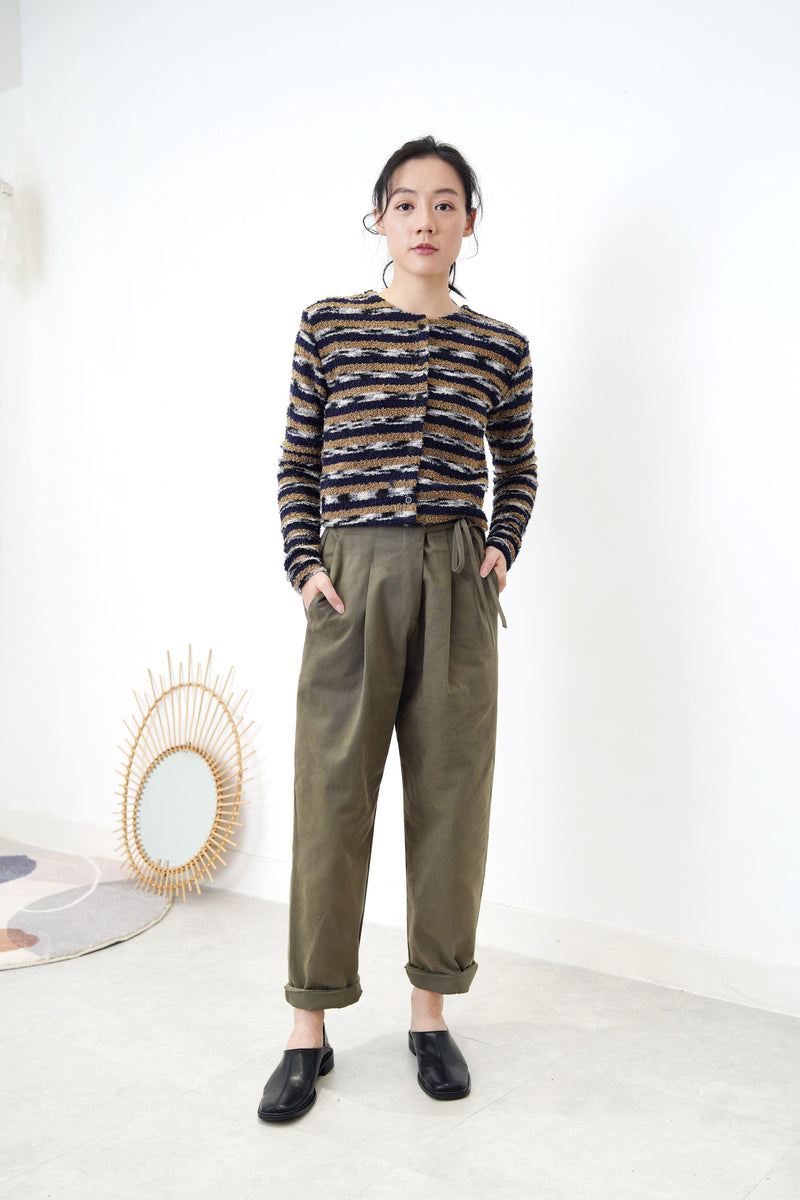 Khaki trousers w/ string details