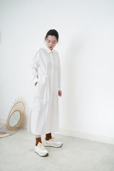 White shirt dress w/ pleats waist details