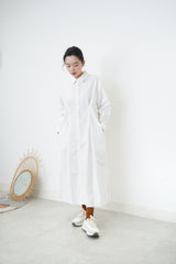 White shirt dress w/ pleats waist details