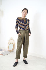 Khaki trousers w/ string details