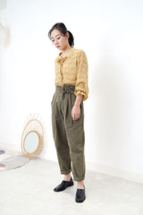 Khaki trousers w/ string details