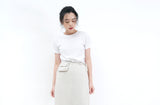 Oatmeal linen skirt w/ waist pocket