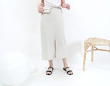 Oatmeal linen skirt w/ waist pocket