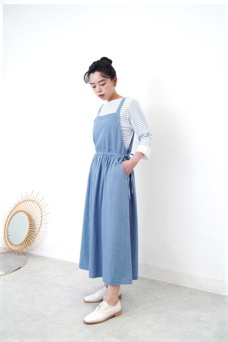 Light blue soft demi cami dress w/ side strings