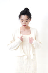 cream minimal open cut cardigan
