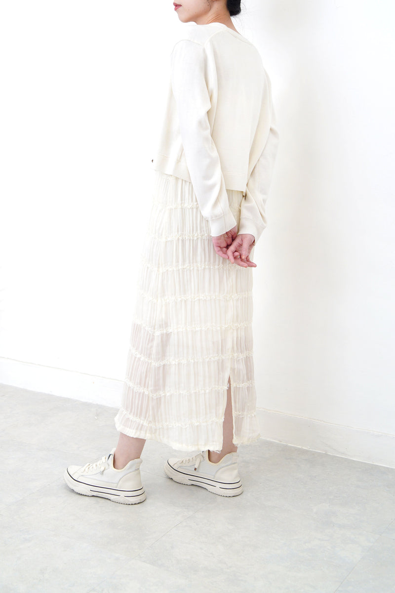 cream minimal open cut cardigan