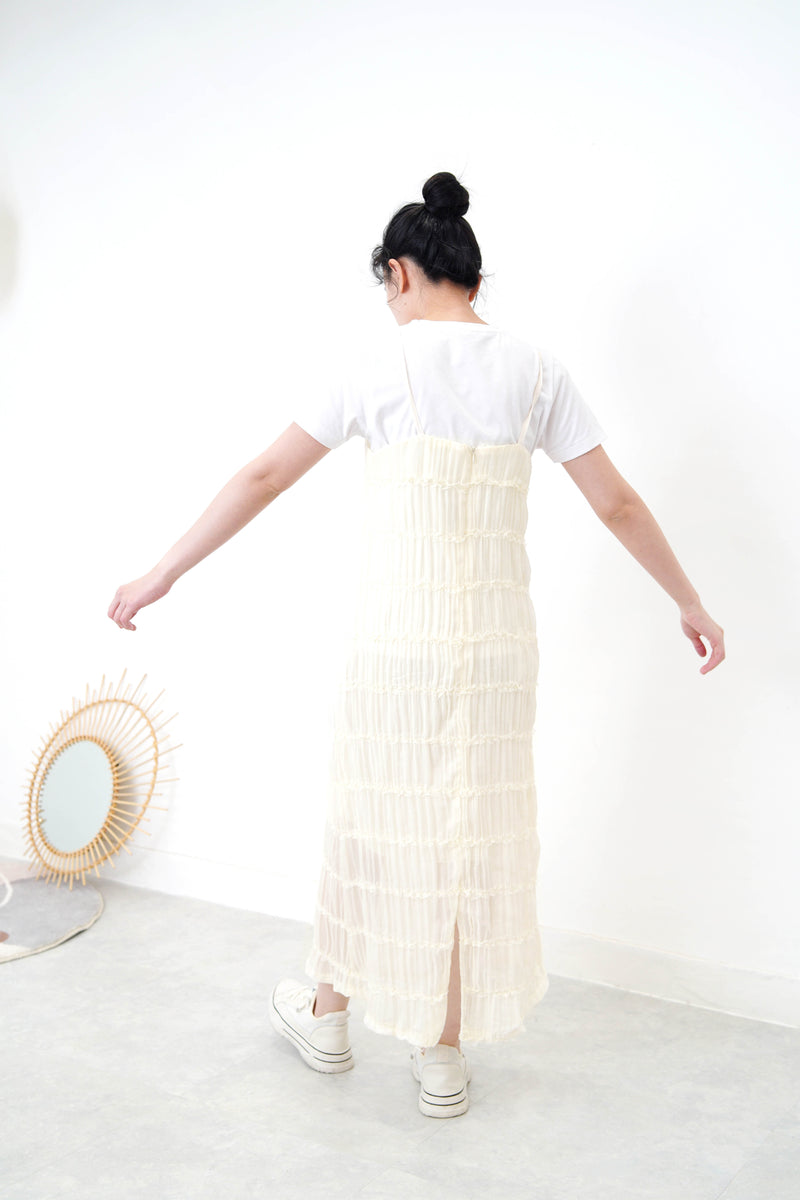 Cream cami dress in frill details