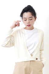 cream minimal open cut cardigan