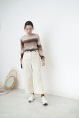 Ivory outlined trousers w/ adjustable waist