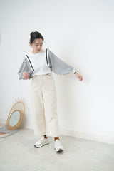 Ivory outlined trousers w/ adjustable waist