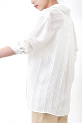 White stripe sheer shirt blouse
