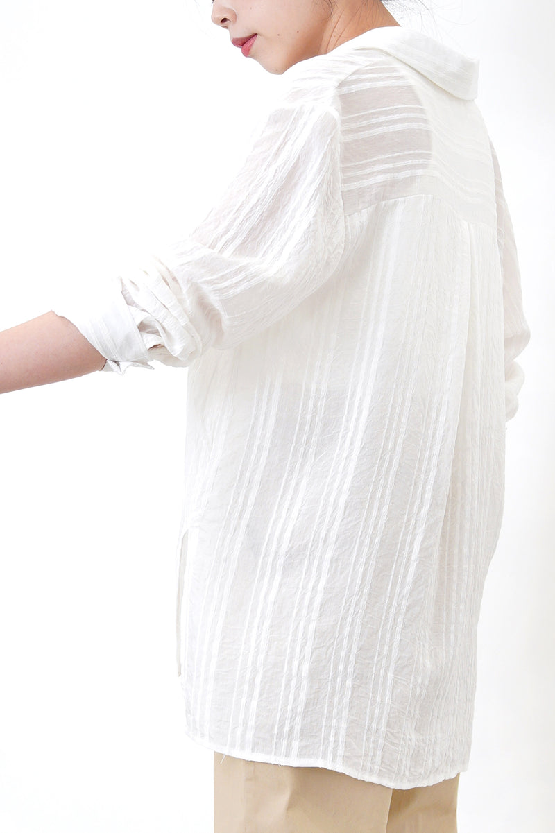 White stripe sheer shirt blouse