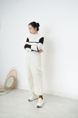 B/W contrast knit top