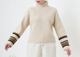 Ivory sweater w/ contrast sleeves color