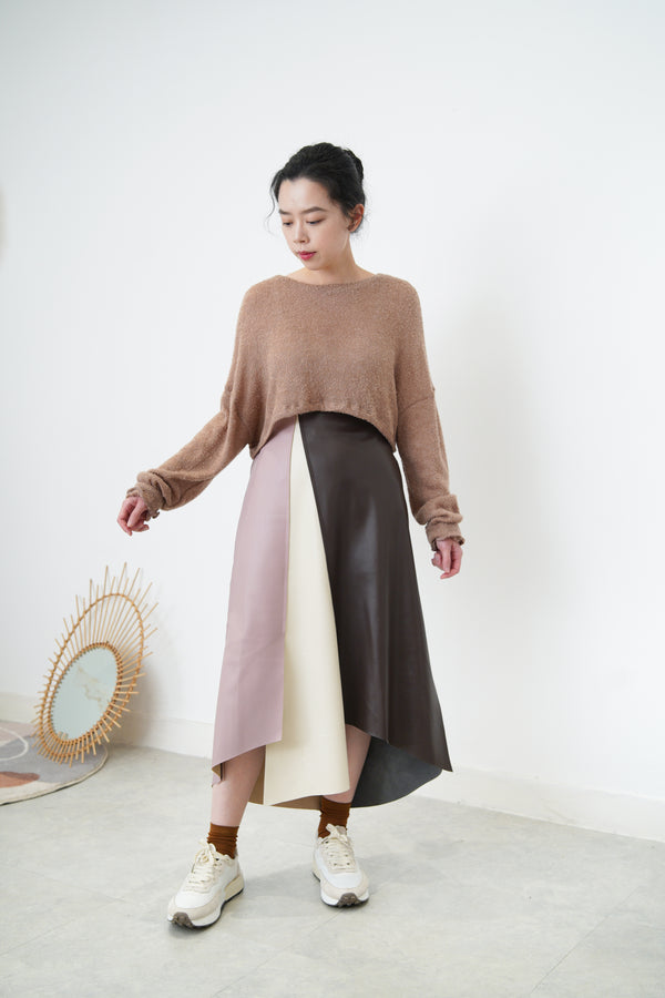 Brown soft texture crop top