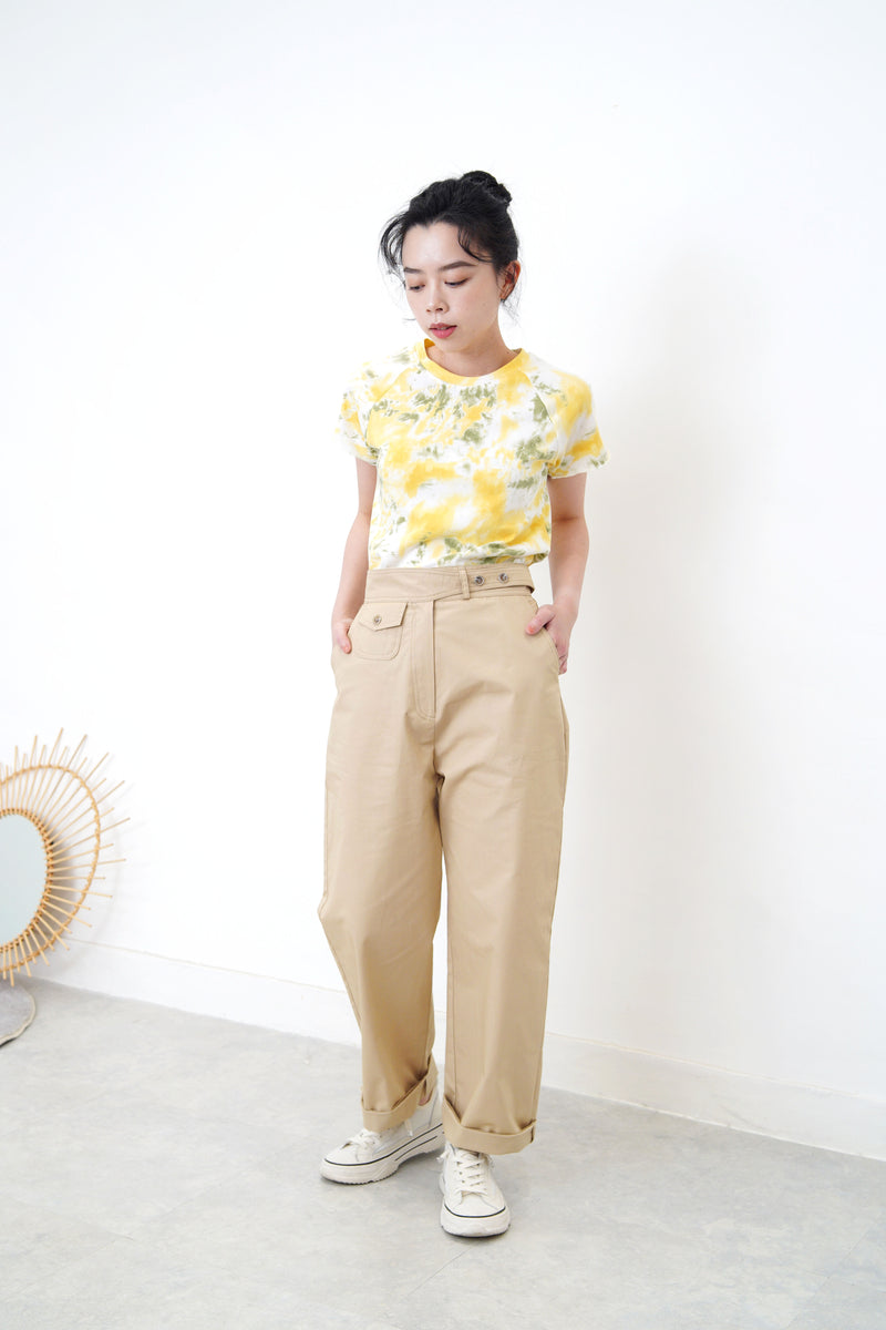 Yellow tie dyed tee top