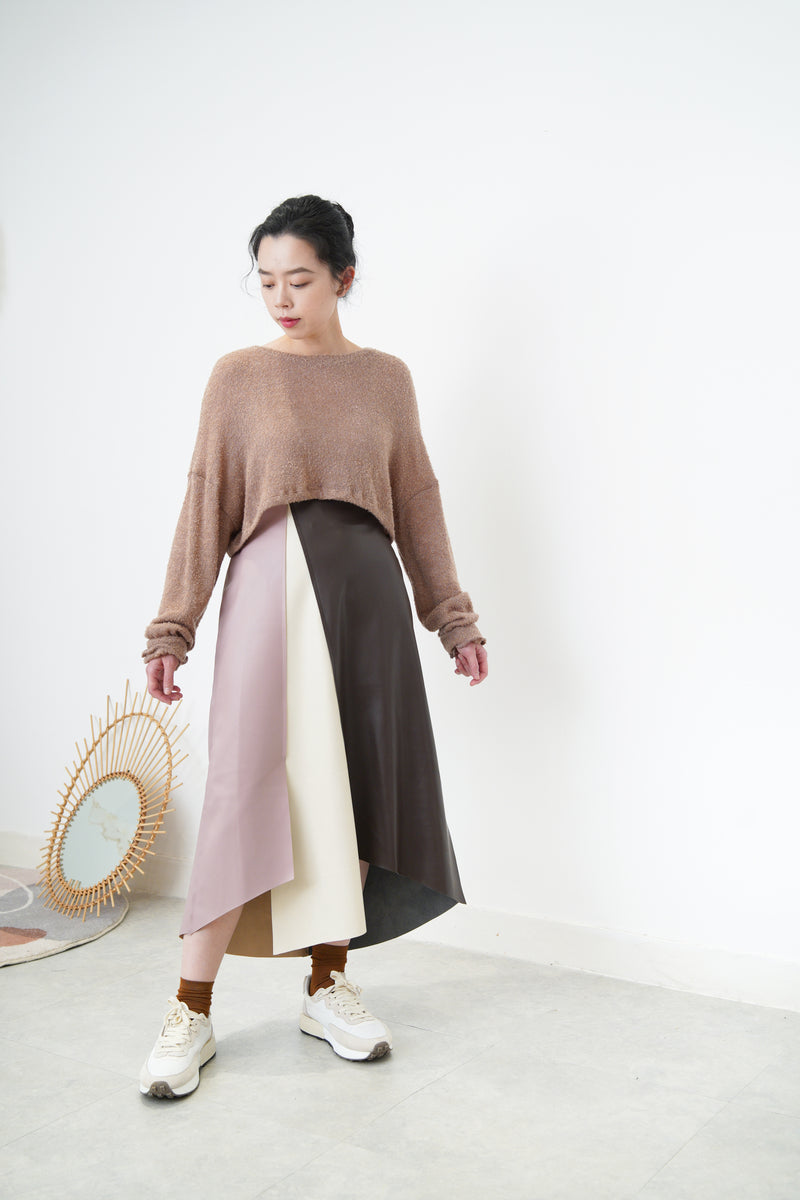 Brown soft texture crop top
