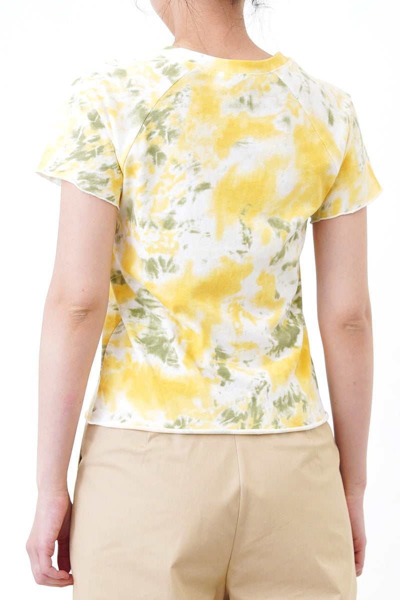 Yellow tie dyed tee top