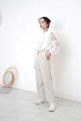 White blouse in stripes sheer layering