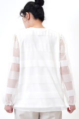 White blouse in stripes sheer layering